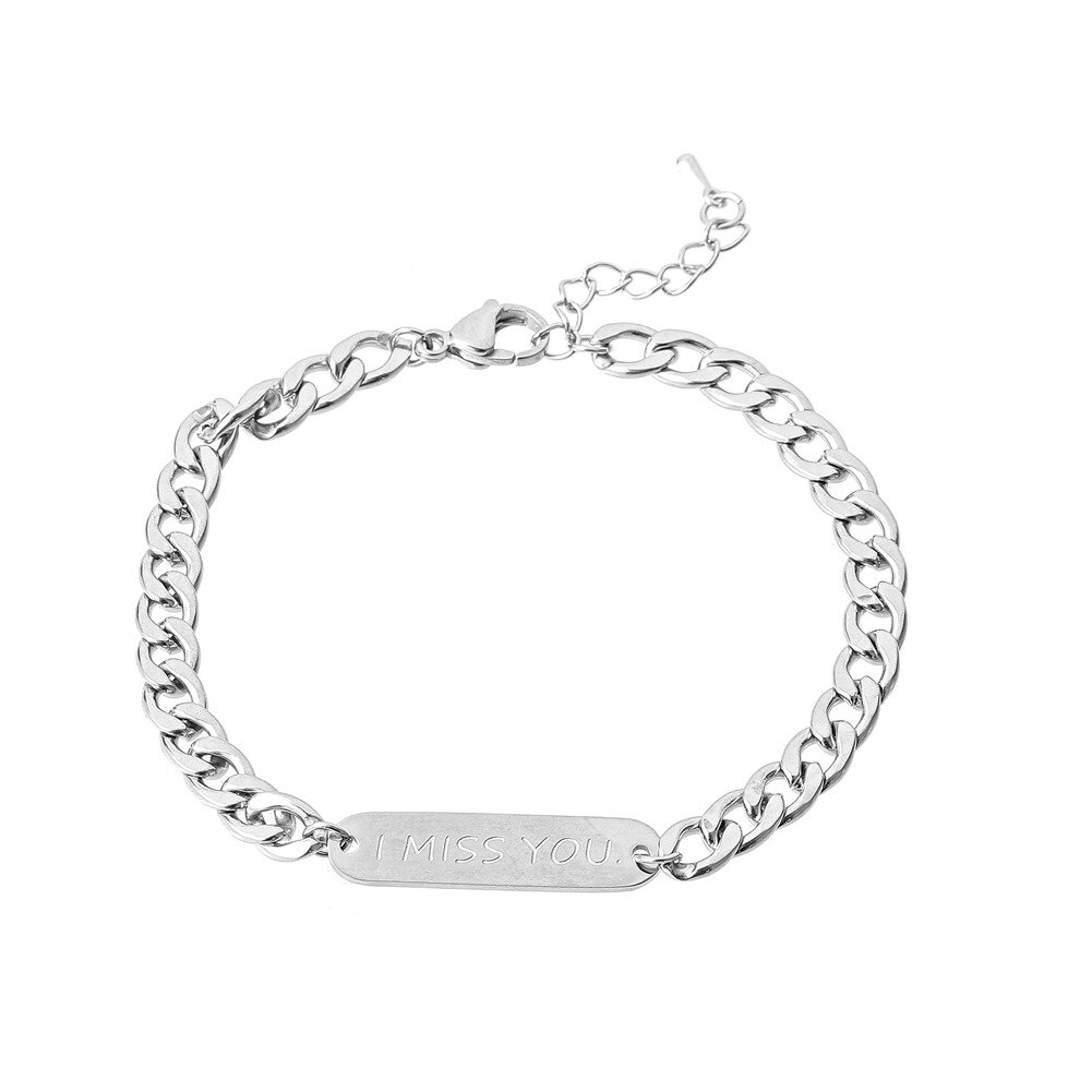 Neue modisch Kubanischen Kette Männer Armbinde Klassische Edelstahl Gravierte ICH Verpassen Sie Kette Armbinde Für Männer Frauen Schmuck