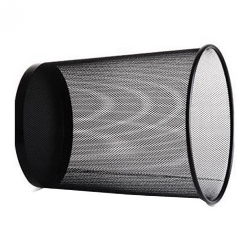 Simple office home iron mesh trash round trash Kitchen debris cleaning bucket 2pcs black