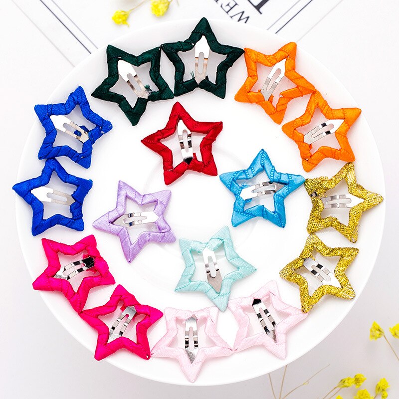 2 Pcs All-Inclusive Doek Niet Pijn Haar Leuke Pentagram Ster Clip Kinderen Haarspeld Haar Accessoires Kinderen Snoep Kleur haarspelden