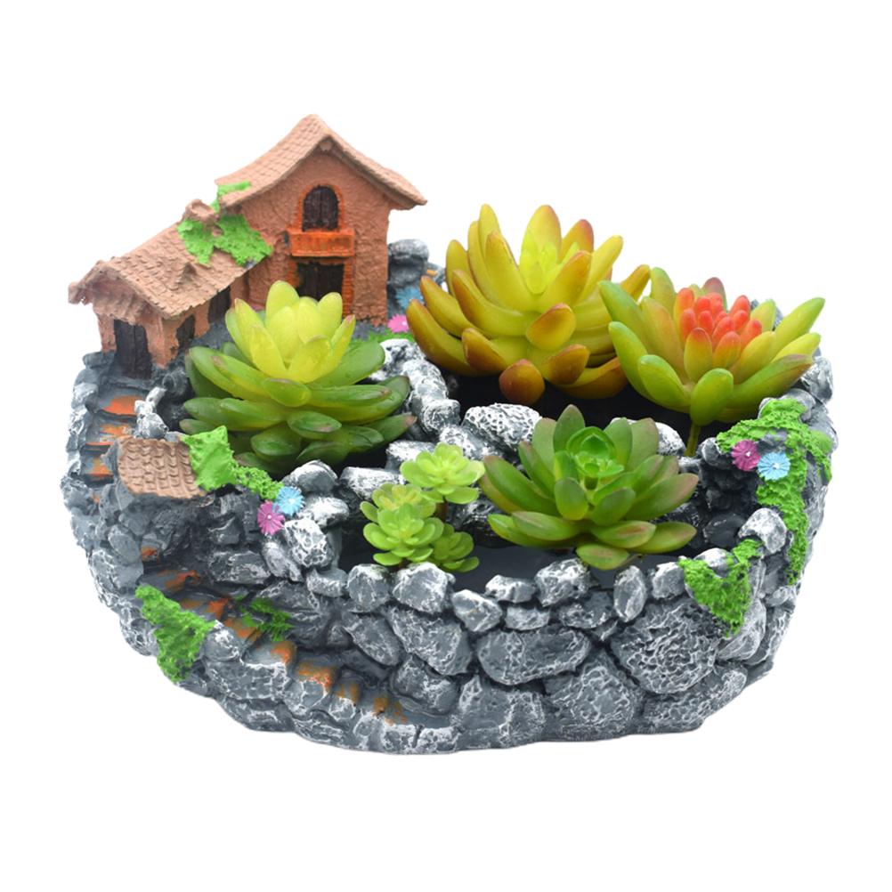 Plants Pot Tiny Resin Flowers Succulent Plants Pot Holders Hanging Garden With Sweet House Garden Decoration: 5