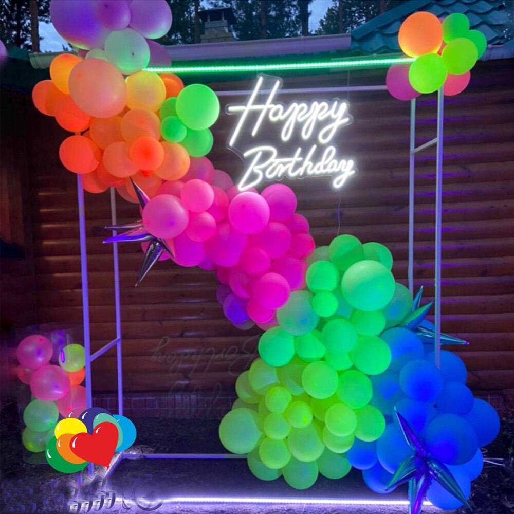 20/50Pcs Neon Happy Birthday Balloons 10inch UV Glow Balloons Blacklight Latex Globos Kids Baby Shower Birthday Party Decoration