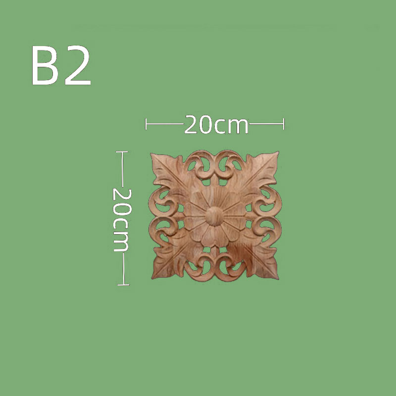 Accessori per mobili intagliati in legno in stile europeo - Sculture cave quadrate in legno massello per porte dell'armadio, cucina e decorazioni per la casa: Kaki scuro