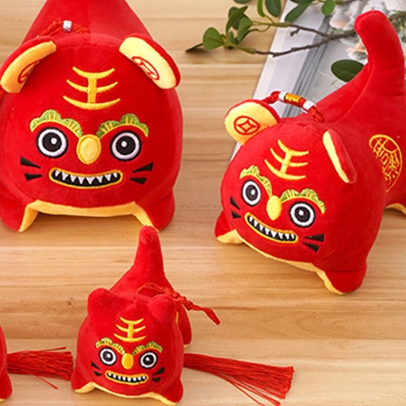 Muñeco de algodón para cama de bebé, juguete interactivo de tigre rojo, Decoración, infantil, H055