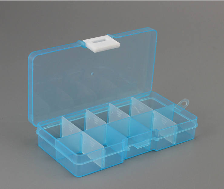 Caja de joyería de plástico con 10 ranuras (reglable), estuche de almacenamiento, organizador de joyas artesanales, cuentas, fabricación de joyas Diy, joyero organizador Z28: Gris