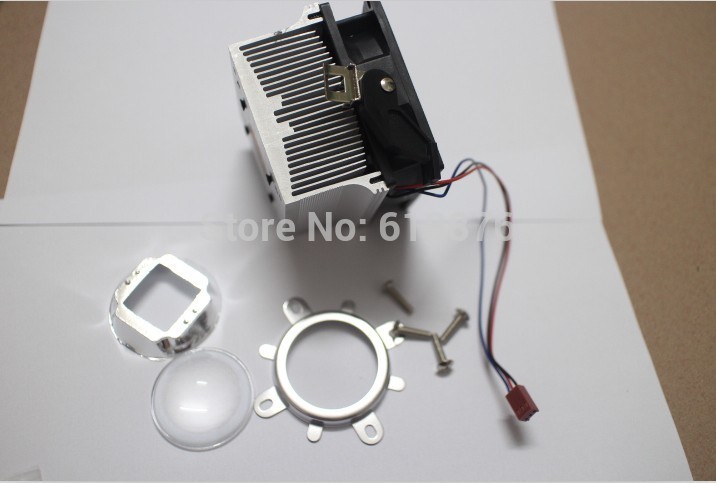 20-100W LED Aluminium Heat Sink Cooling Fan+60-80degree 44mm Lens + Reflector Bracket