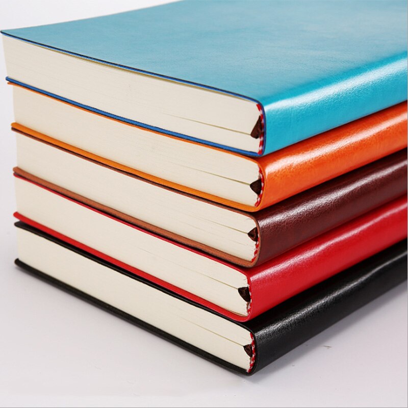 Zacht pu-leren notitieboek,  a5 a6 b5 drie maten, dik dagboek, notitieboek, effen kleur, agenda, planner, notitieblok