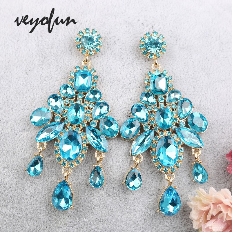 Veyofun Vintage Crystal ZA Earrings Luxury Party Dangle Earrings Jewelry for Woman