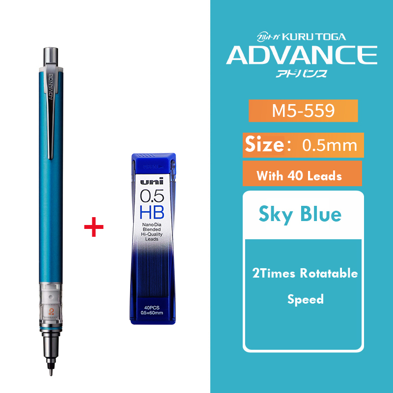 Uni Mechanical Pencil or Refill Set, KURA TOGA Auto Lead Rotary Advance Anti-Broken Core Japan Stationery механический карандаш: Navy Blue