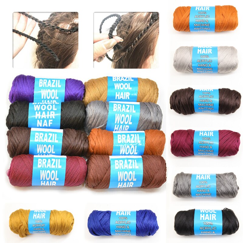 Hilo de lana para el pelo, accesorio para el cabello de , para trenzado, accesorio para el cabello, 80g