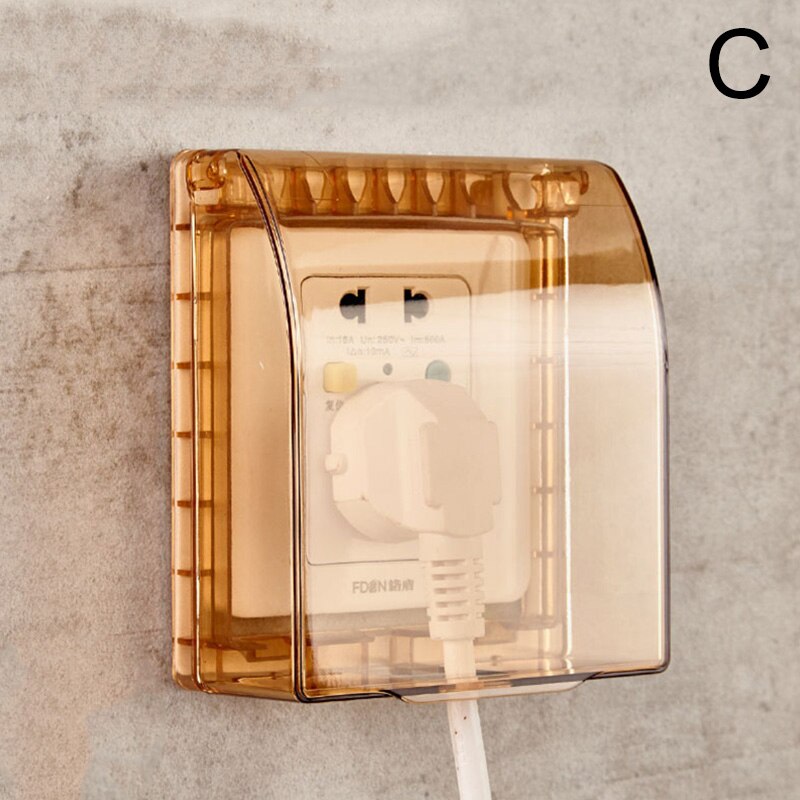 1PC Transparent Socket Protector Self Adhesive Waterproof Electric Plug Cover Splash Box Switch protection Sockets Universal: C