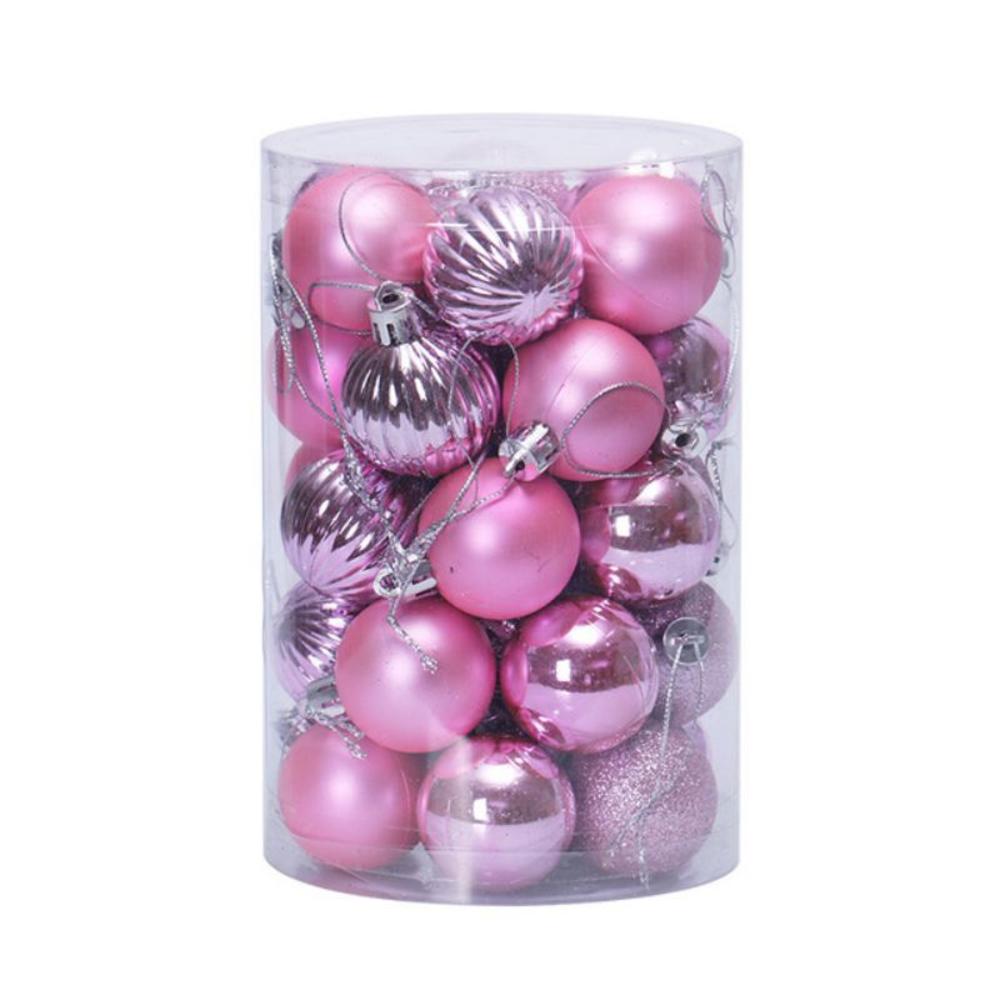 34 stuks kerstboomversieringen, kerstballen, feestversiering, bruiloftsversiering, festivaldecoratie: Roze