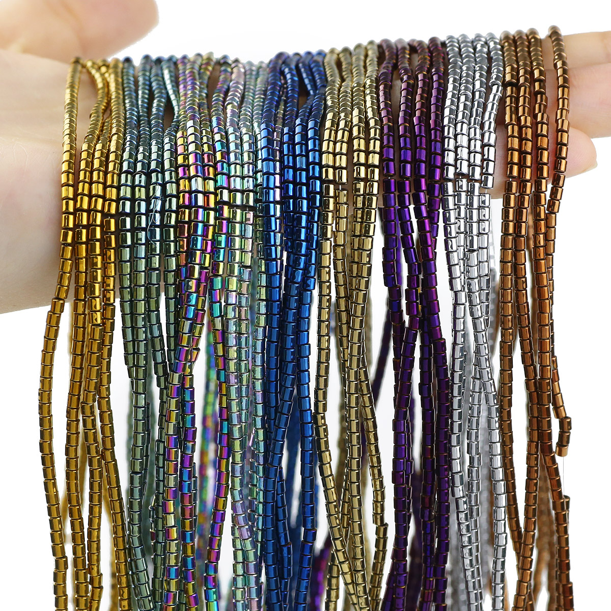 2Mm 180 Stuks Blauw, Groen, Cilindrische Vorm Hematiet Natuursteen Spacer Kleine Losse Kralen Voor Sieraden Maken Diy Armbanden