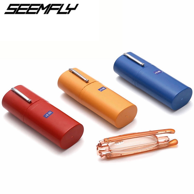 Seedfly lichtgewicht mini opvouwbare leesbril dames heren  +1.0 to 4.0 draagbare vergrotende presbyopiebril met doos unisex