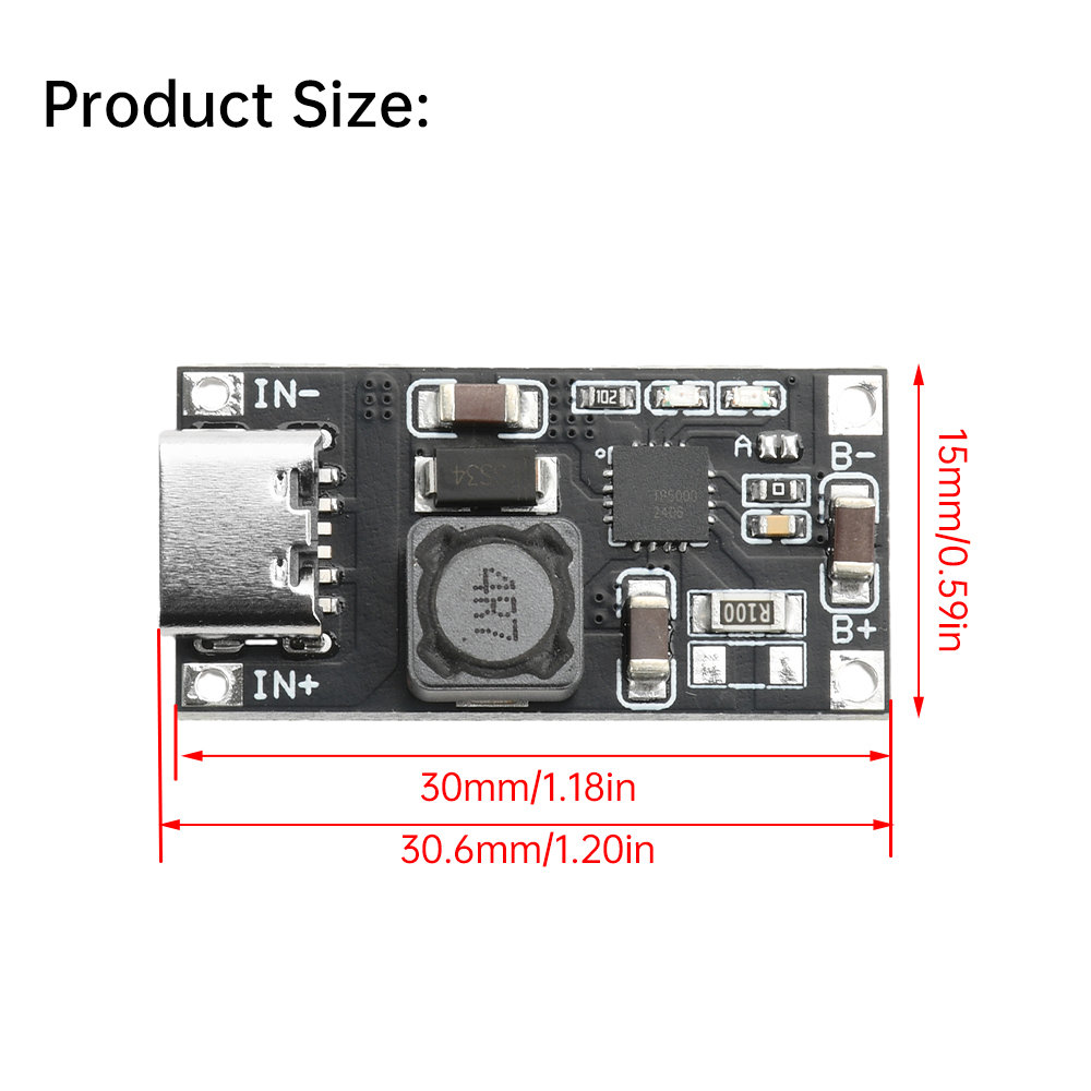 Módulo de cargador de placa de carga de batería de litio DC 4,5-9V TP5000 tipo C 1A 4,2 V/3,6 V placa de módulo de potencia de gestión de carga tipo C
