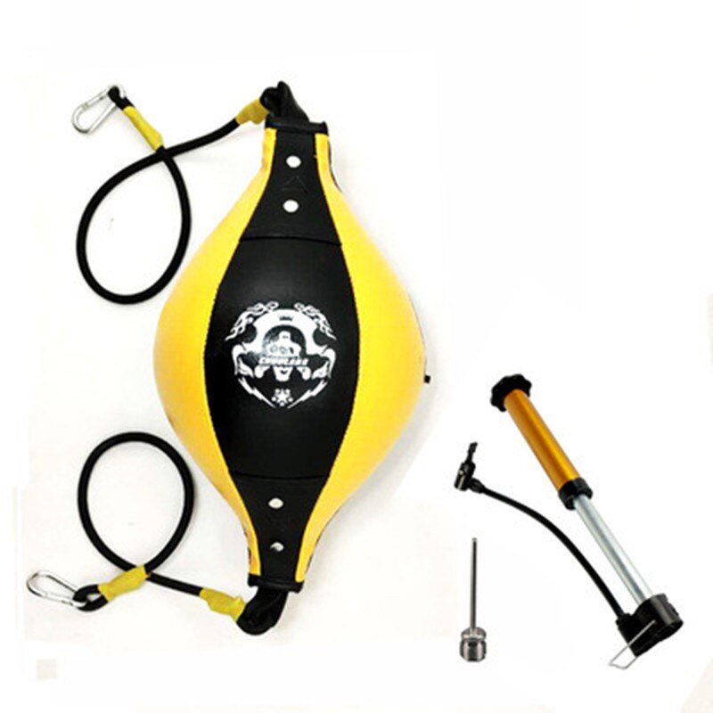 Punching Ball PU Pear Boxing Bag Reflex Speed Balls Muay Thai Punch Box Fitness Sports Equipment Training Adults Inflatable: SET YELLOW