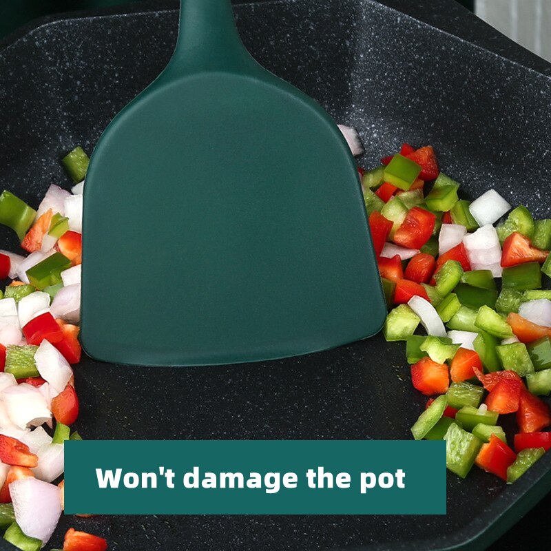 Food Grade Silicone Cooking Spoon Nonstick Heat-Resistant Flexible Wok Spatula Colander Rice Scoop Kitchen Cooking Tools