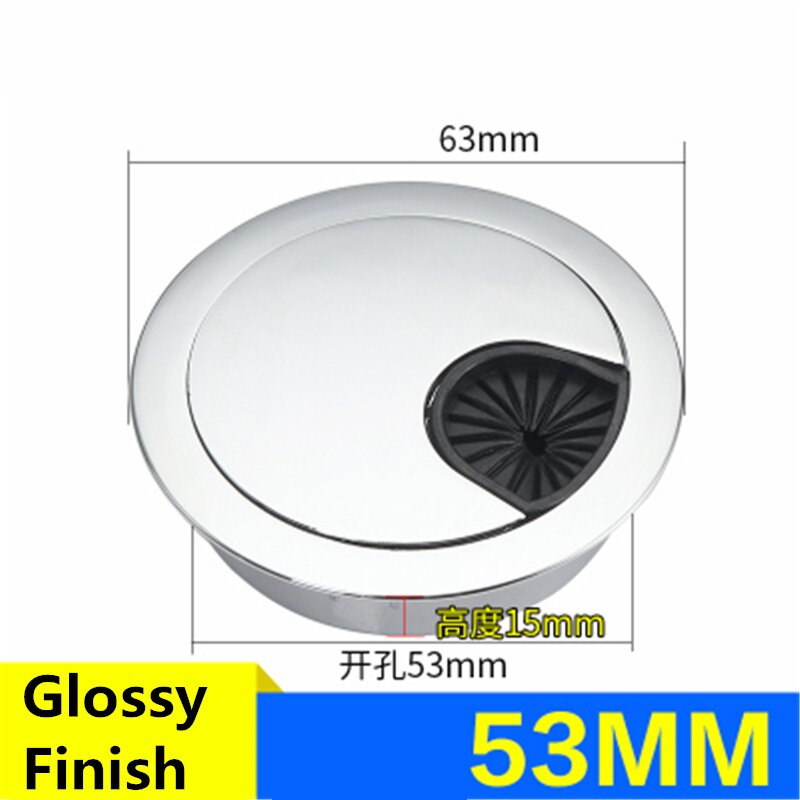 Wonzeal Zinc Alloy Round Table Wire Hole Covers Outlet Port Computer PC Desk Cable Grommet Line Holder 50mm/53mm/60mm/80mm: Glossy finish 53mm