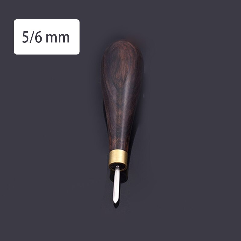 Leather Craft Awl 3mm 4mm 5-6mm DIY Leather Stitching Sewing Wooden Diamond Rhombus Awl Leathercraft Punch Tool: 5 6 mm