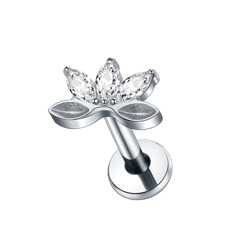 1 pieza de Piercings de titanio para las orejas, Cráneo, murciélago, mariquita, pendiente con forma de corazón, Labret, labio, cartílago, Tragus, hélice, joyería para el cuerpo: Blue