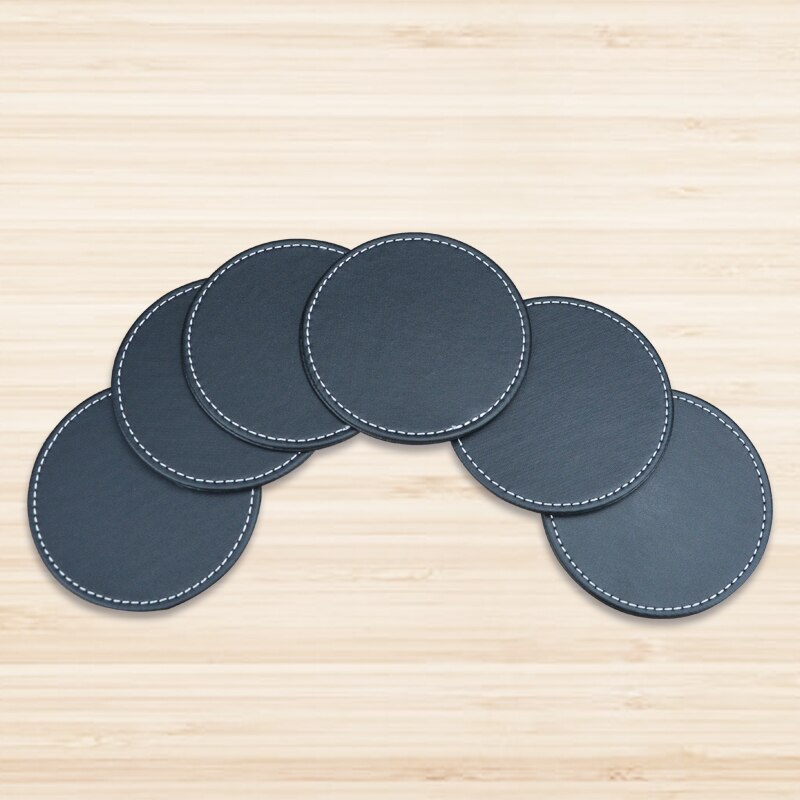 Pitebo 6 Stks/set Pu Innovatieve Ronde Lederen Thee Coaster Geïsoleerde Coaster Europese Stijl Thee Schotel Waterdicht Koffie Pad
