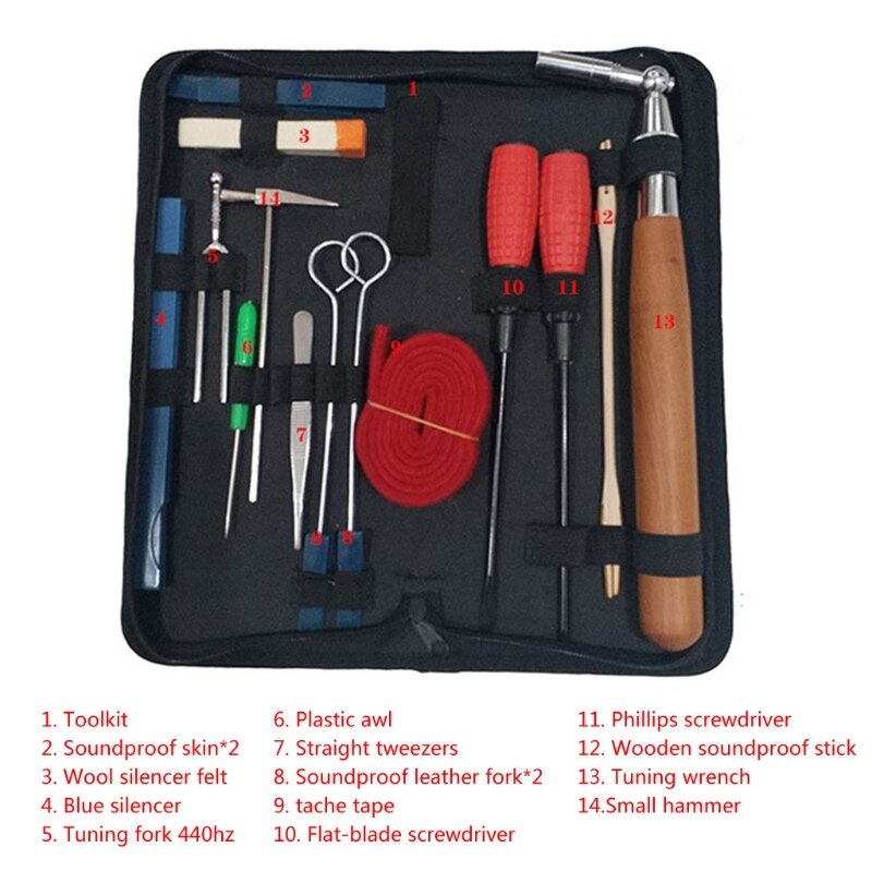 18 Stuks Piano Tuning Gereedschap Kit Professionele Piano Tuning Kits