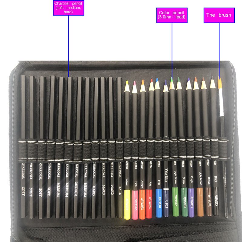 72pcs Sketching Drawing Pencils Set Art Charcoal Pencil Artists Painting Draw Sketch Kit for Painter School Student Art Supplies