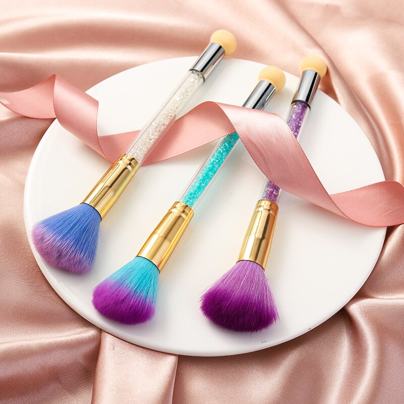 1 Set Double-headed Gradient Brushes Dust Brush Acrylic Rhinestone Sponge Nail Art Brush For Ombre Gradient Nails Manicure Tool
