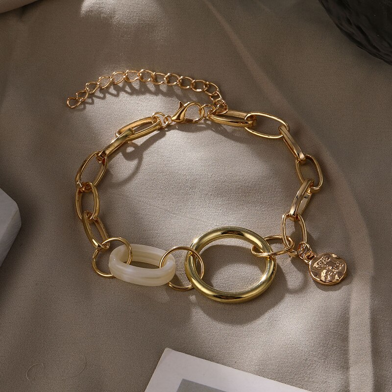 DAXI Boho Braccialetti D'oro per Le Donne Della Perla di Modo punk Della Catena Del Braccialetto Delle Donne Accessori Dei Monili per Le Donne del Regalo Del Braccialetto Pendenti E Ciondoli: IFS001818-1