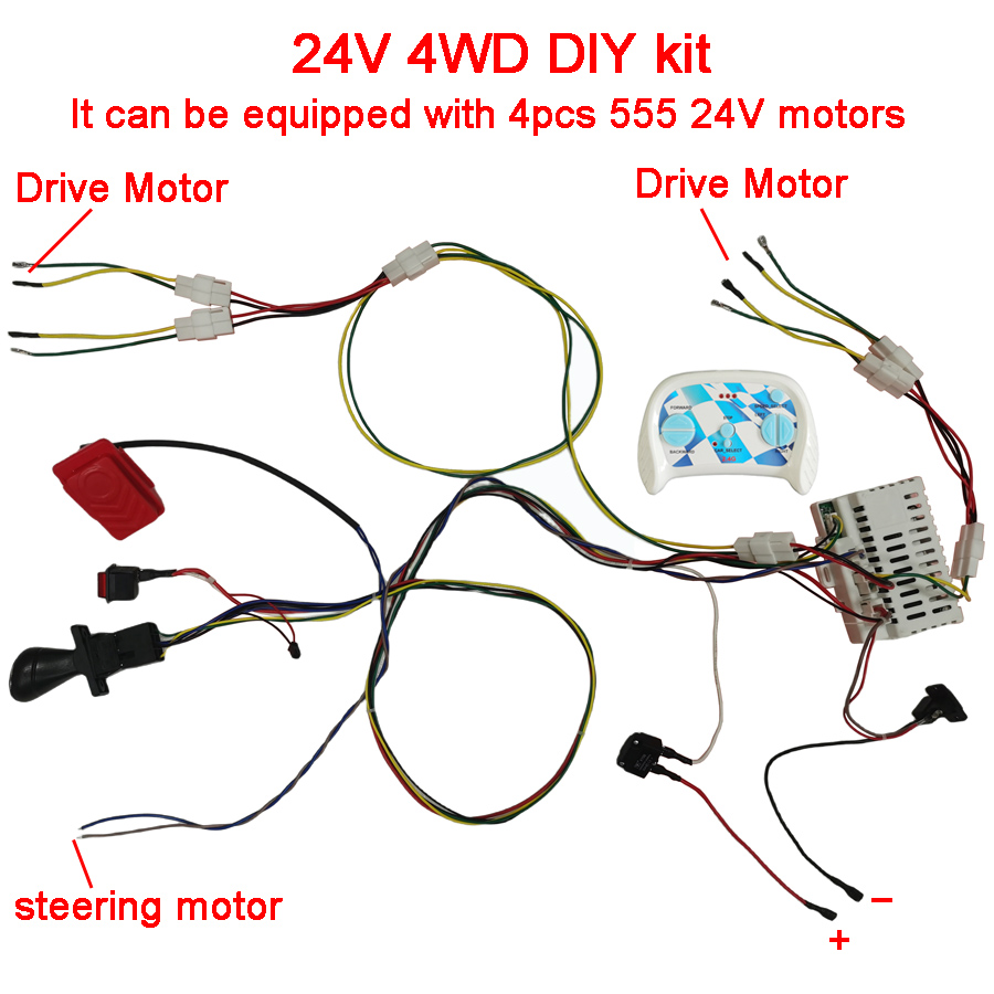 Coche eléctrico para niños DIY modificado, kit de cables y interruptor con control remoto Bluetooth 2,4G y controlador para coche eléctrico de bebé hecho a sí mismo