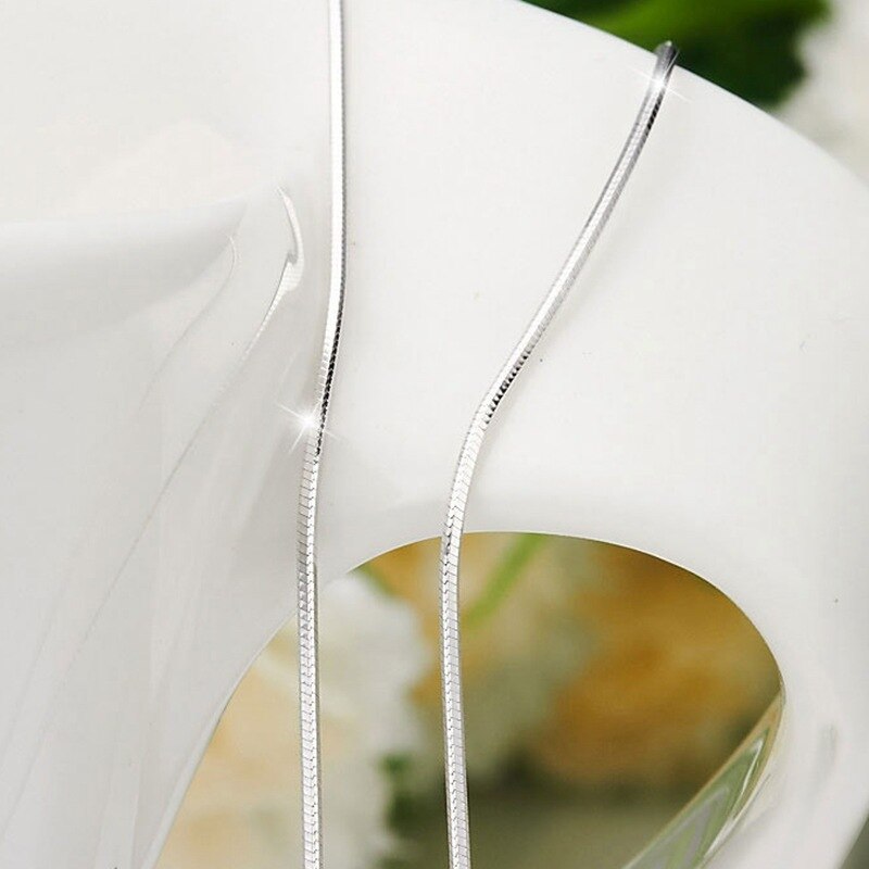 2MM 100% Echtem 925 Sterling Silber Farbe Halskette Kette Für Frauen Männer 45cm/50cm/60cm Schlange Knochen Schlüsselbein Kette Halskette