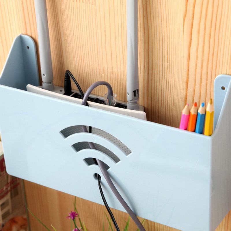 Practical Home Small Size Wall-Mounted WiFi Router Storage Boxes Shelf Plastic Box Wifi Box Storage Box Organizer