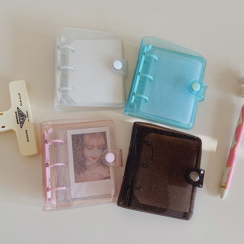 ARYA 10x10cm Portable Planner Notebook 3Holes Shiny Cute Mini Diary 3'' Photocard Album Holder Kawaii Diary Binder