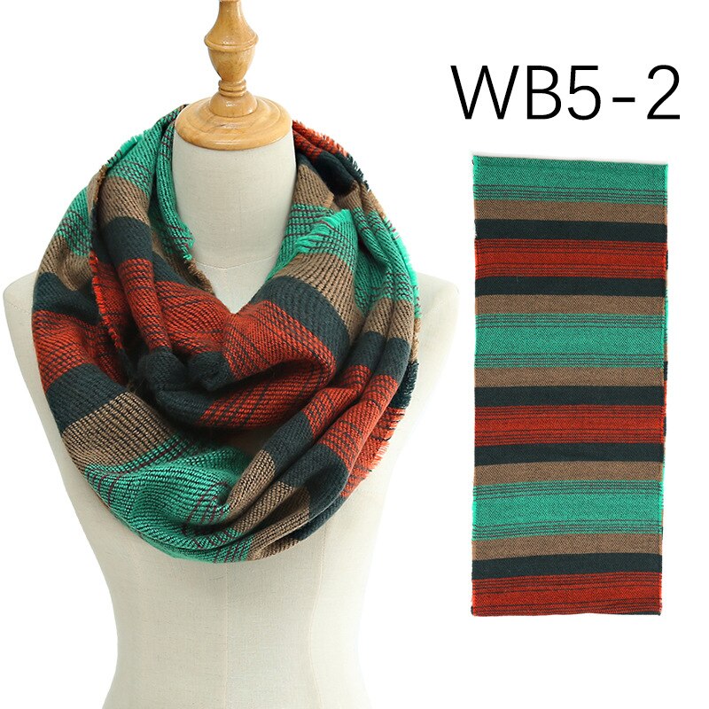 Écharpe d'hiver chaude en tricot pour homme et femme, écharpe snood rayée en cachemire, décontractée, col infini: 2