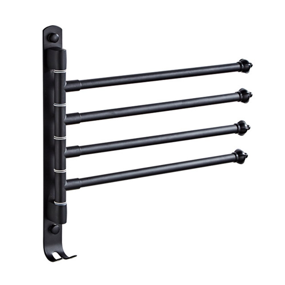 Wall Mounted Towel Rail Holder Stainless Steel Swivel Rack for Bathroom Kitchen _WK: 4 black