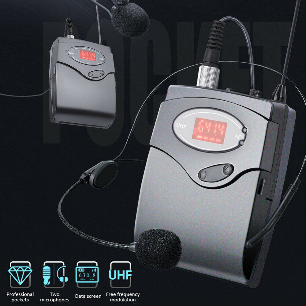 Uhf Mini Draadloze Headset Lavalier Revers Microfoon Met Bodypack Ontvanger Zender Mini Revers Mic 20-100M Receptie Afstand