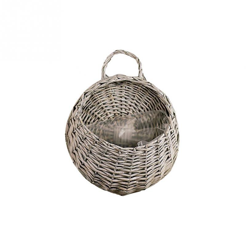 Panier de fleurs en rotin en osier fait à la main planteur de Pot de vigne verte: gray S