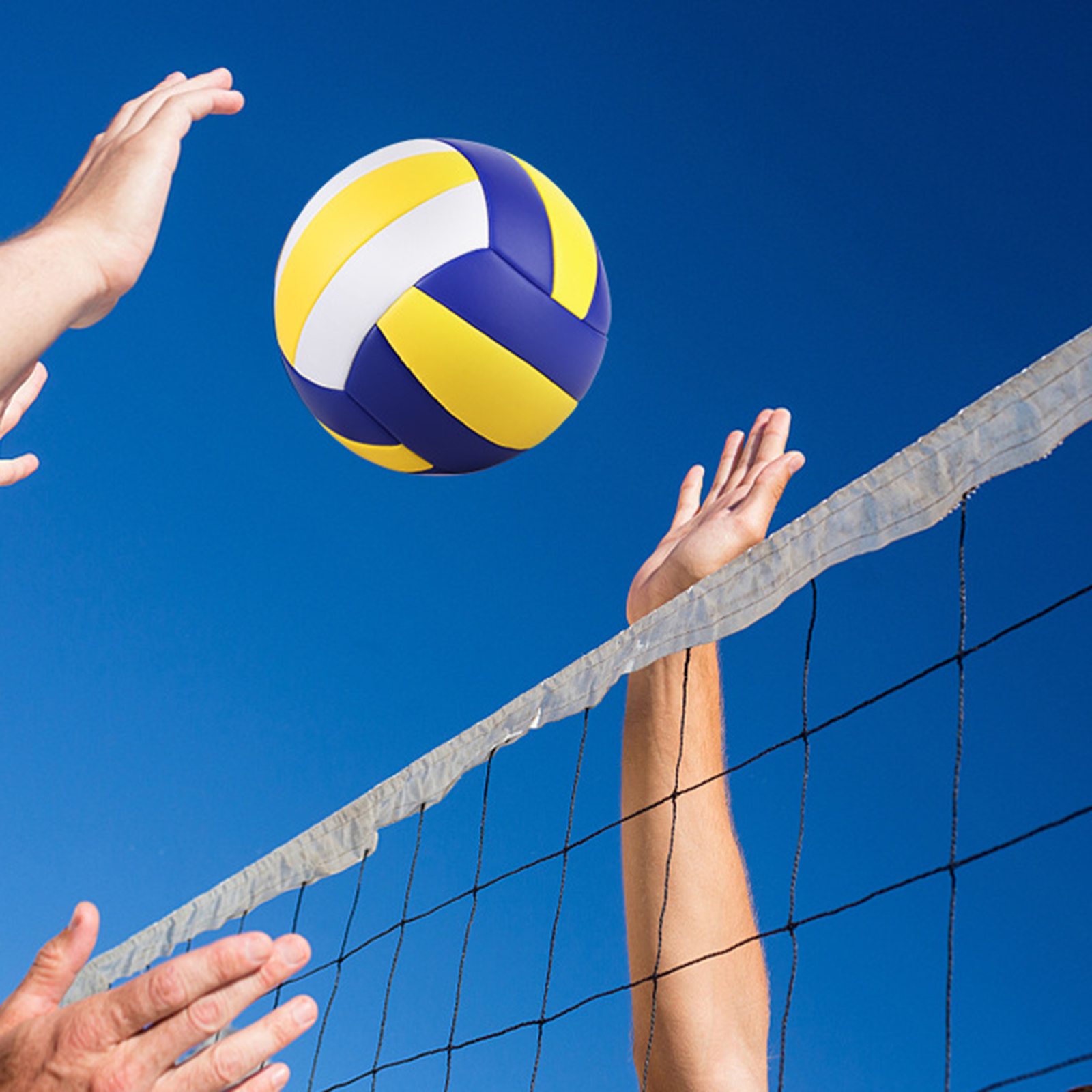 Standard Size 5 Indoor Volleyball Soft Outdoor Recreational Ball Beach Game Pool Match Training Play for Kids Beginner Adult: Blue Yellow