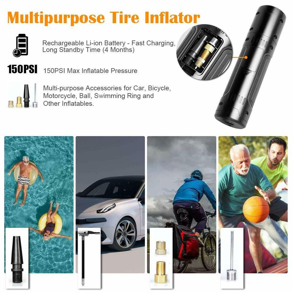 12v Portable air Compressor Pump Bike Rechargeable tire inflator Wireless Compact inflator