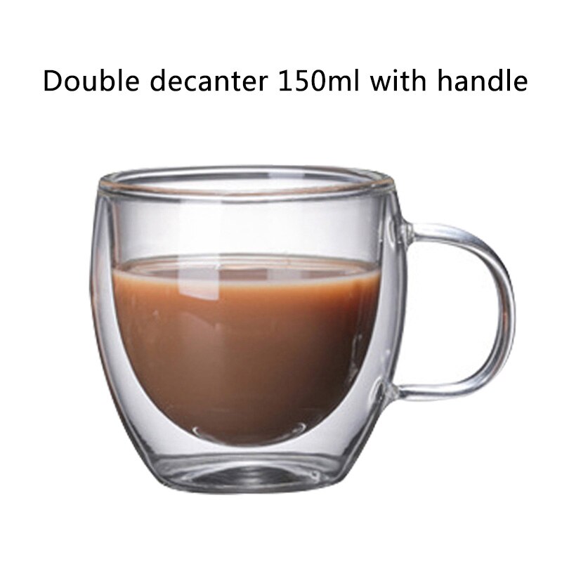 Transparent Glass Coffee Cup Milk Whiskey Tea Beer Double Heat Resistant Cocktail Vodka Wine Mug Drinkware Tumbler Cups: 150ml A