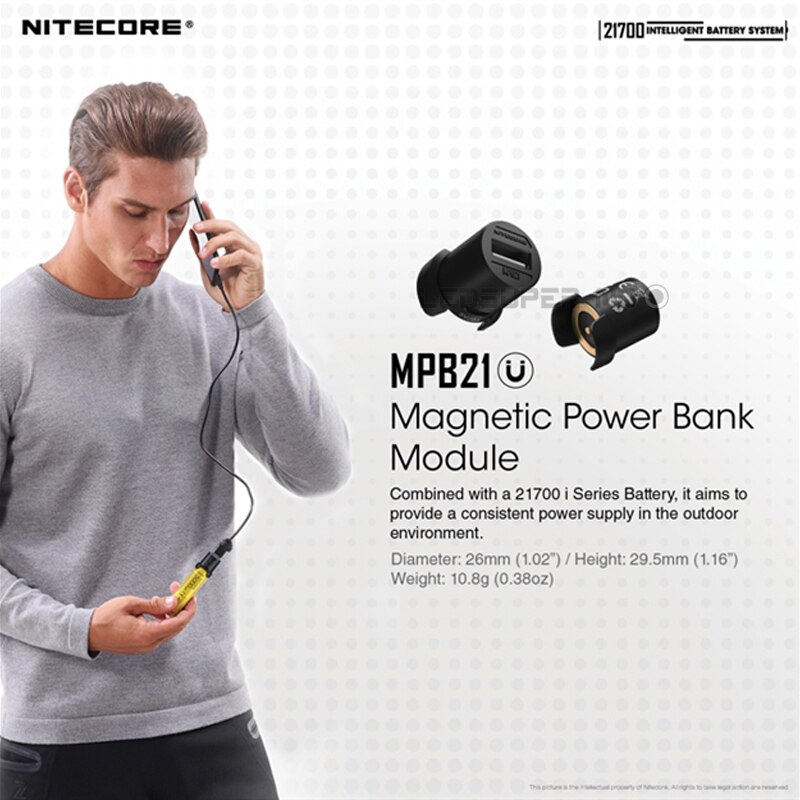 NITECORE Intelligent 21700 Battery System - MPB21 Kit with NL2150HPi &amp; ML21 Light &amp; Magnetic Powerbank