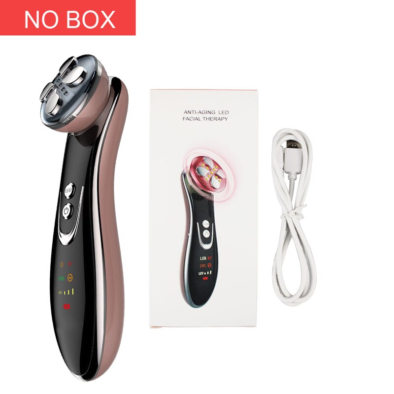 LED Photon RF Frequency Device Skin Moisturizing RF EMS Light Therapy Device Massage Beauty Care Machine: no box  brown