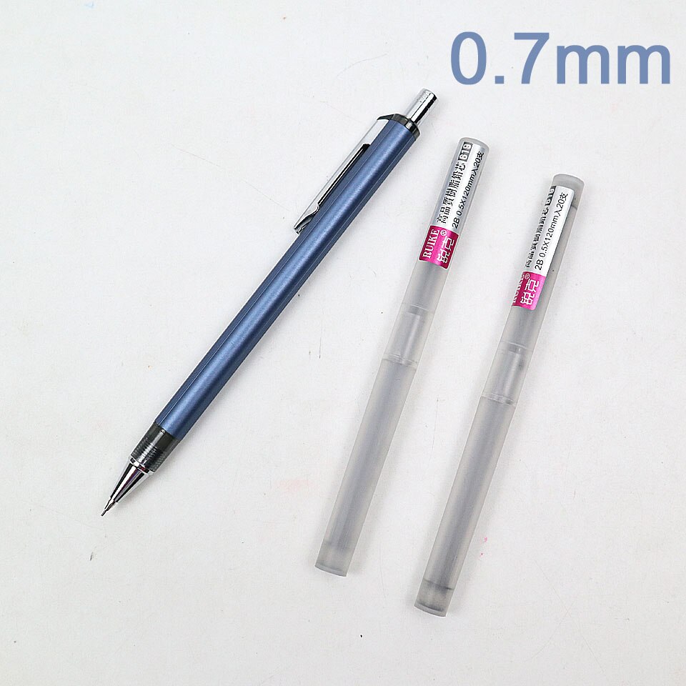 Metal Mechanical Pencil 0.5/0.7mm For Painting And Writing карандаш School Supplies Send 2 Refills: 0.7mm-Blue