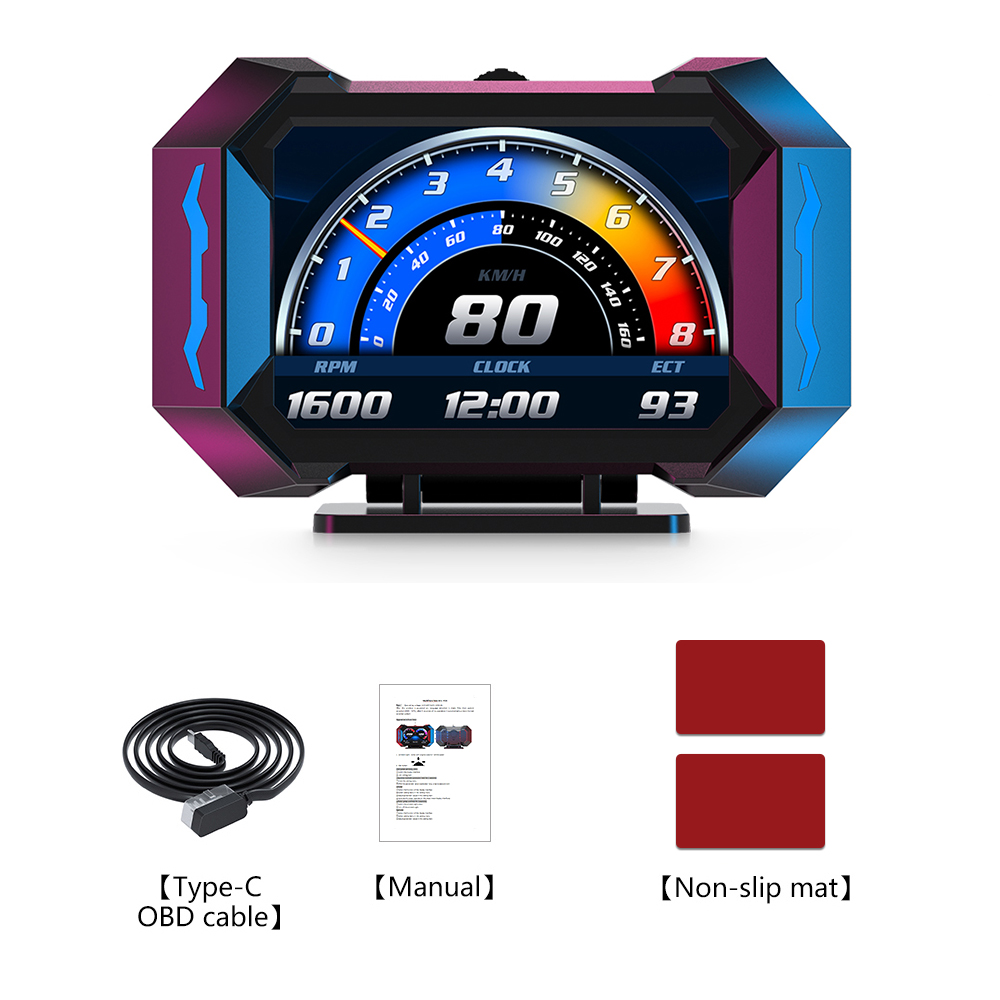 Ylinopeushälytys kaltevuusmittari obd gps head-up-näyttö  p25 kiihtyvyysanturi kello km/h rpm matkamittari nopeusmittari auton hud 3 tuumaa: Default Title