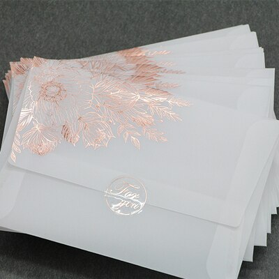 24 unids/lote sobres transparentes color bronce Tornasol sobres de papel para invitaciones de boda sobres para tarjetas: 24pcs rose gold