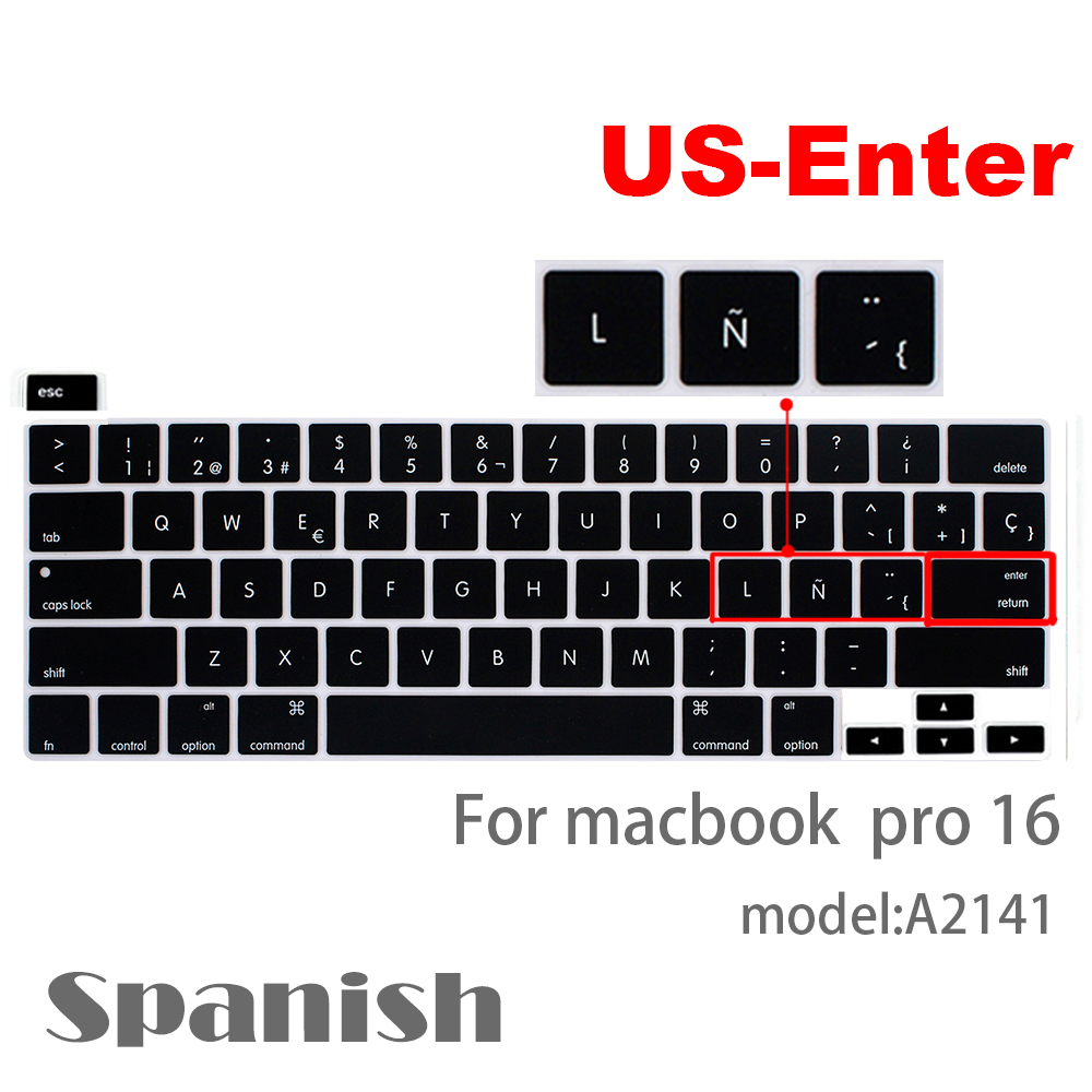 Für macbook Profi 16 tastatur Abdeckung Laptop Schutzhülle Film Profi16 zoll A2141 SILIKON tastatur abdeckung russisch Französisch Spanisch Anzeige: uns-Eintreten Spanien