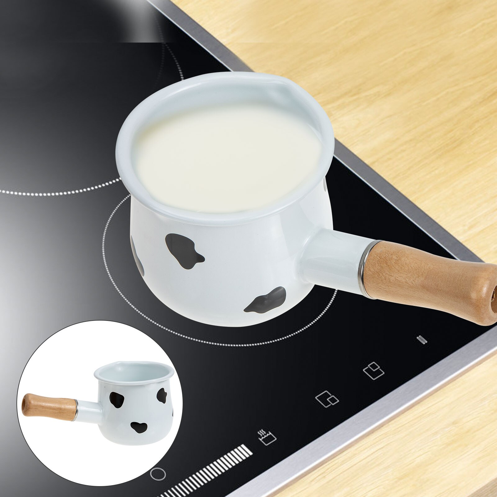 Small Heating Saucepan Enamel Cooking Pot Butter Melting Pot With Handle