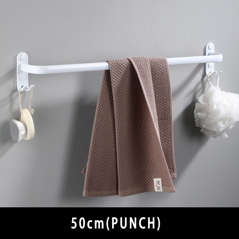 Towel Hanger Wall Mounted Towel Rack Bathroom Space Aluminum White Towel Bar Rail Matte White Towel Holder: white single 50cm