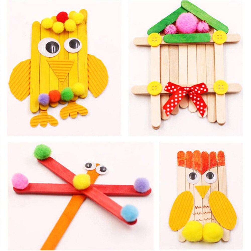 50 pcs / pack of wooden crafts sticks color sticks handmade DIY 4.49 inch long spell plug toys