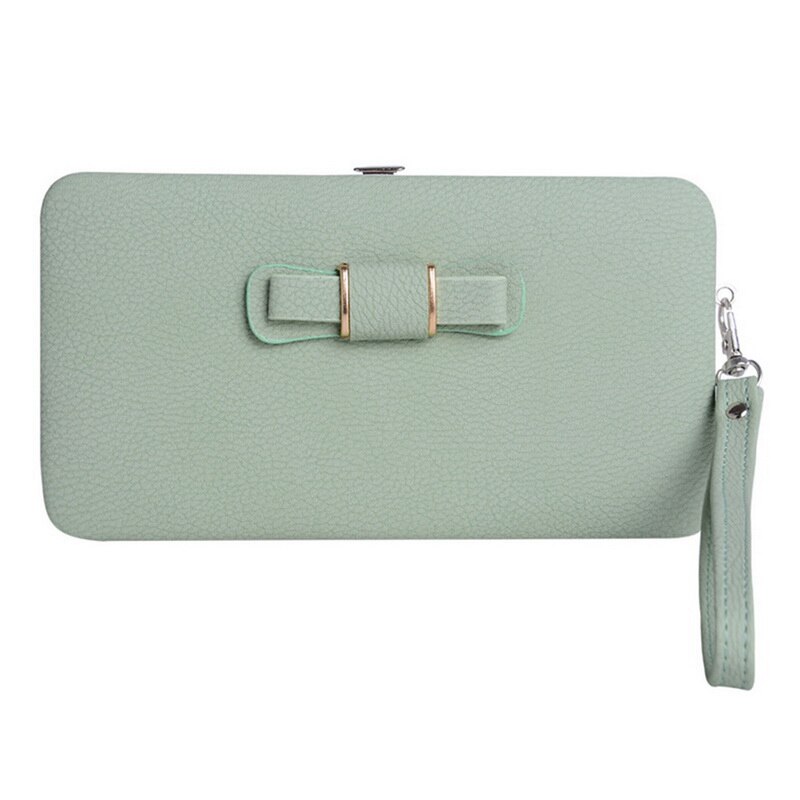 Women's Leather Wallet Leather Bowknot Short Wallets Zipper Poucht Card Holder Coin Purse Wallets: Green