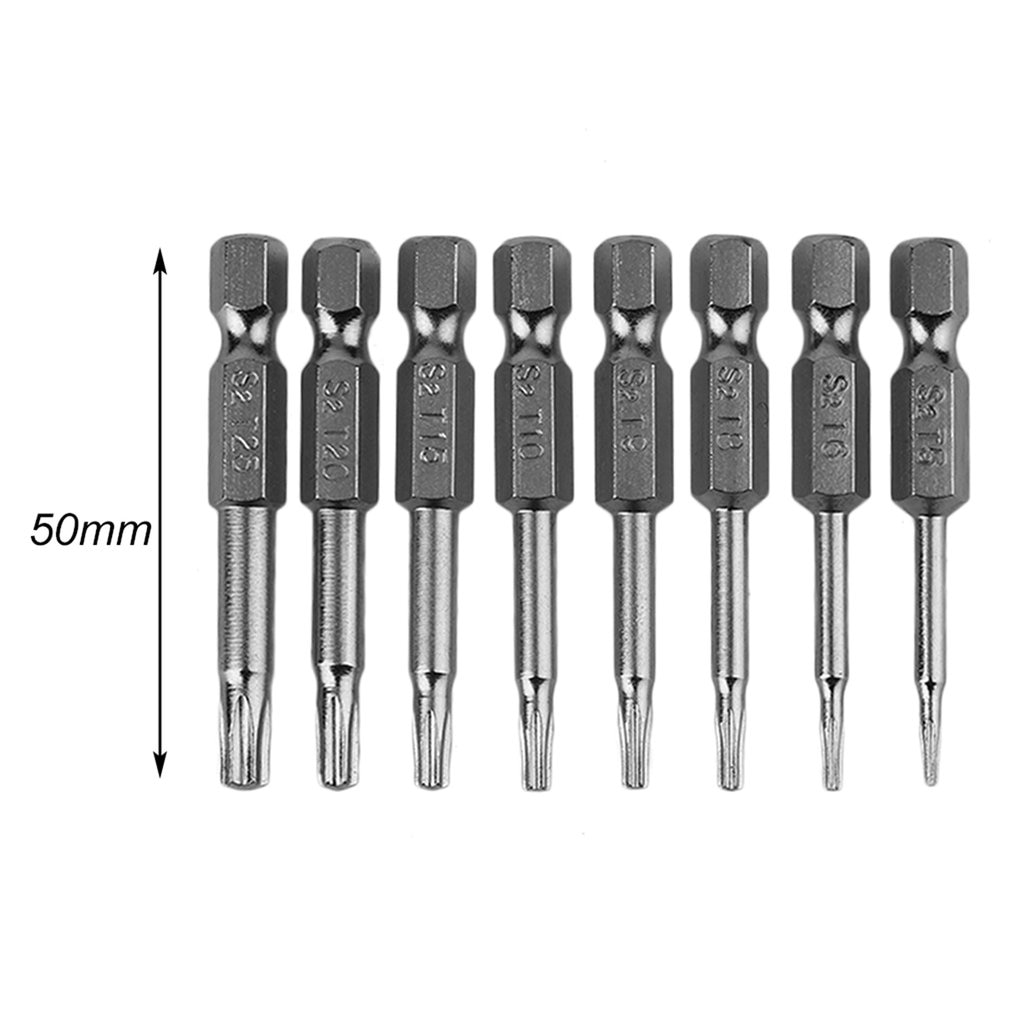 8Pcs and Practical Magnetic Torx Screwdriver Bits Set Electric Screwdriver 50mm Length Best Tool